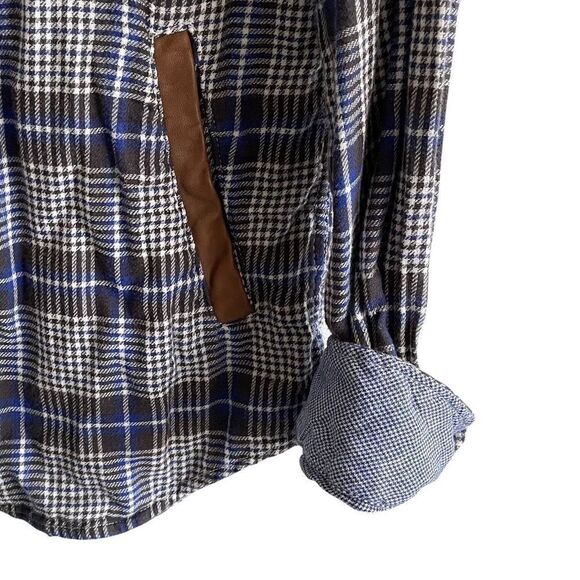 SCOTCH & SODA Men’s Plaid Flannel Button Front Shirt Blue White XL - Picture 7 of 10